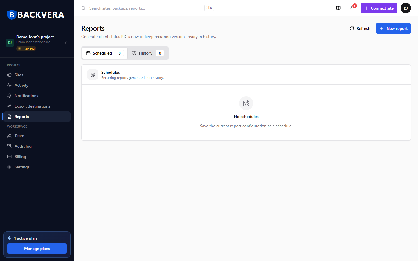 The Reports page